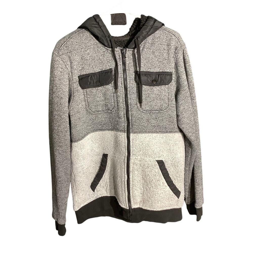 Rerun Full Zip Hoodie Jacket Youth Large Black Gray— Utility, Casual, Streetwear